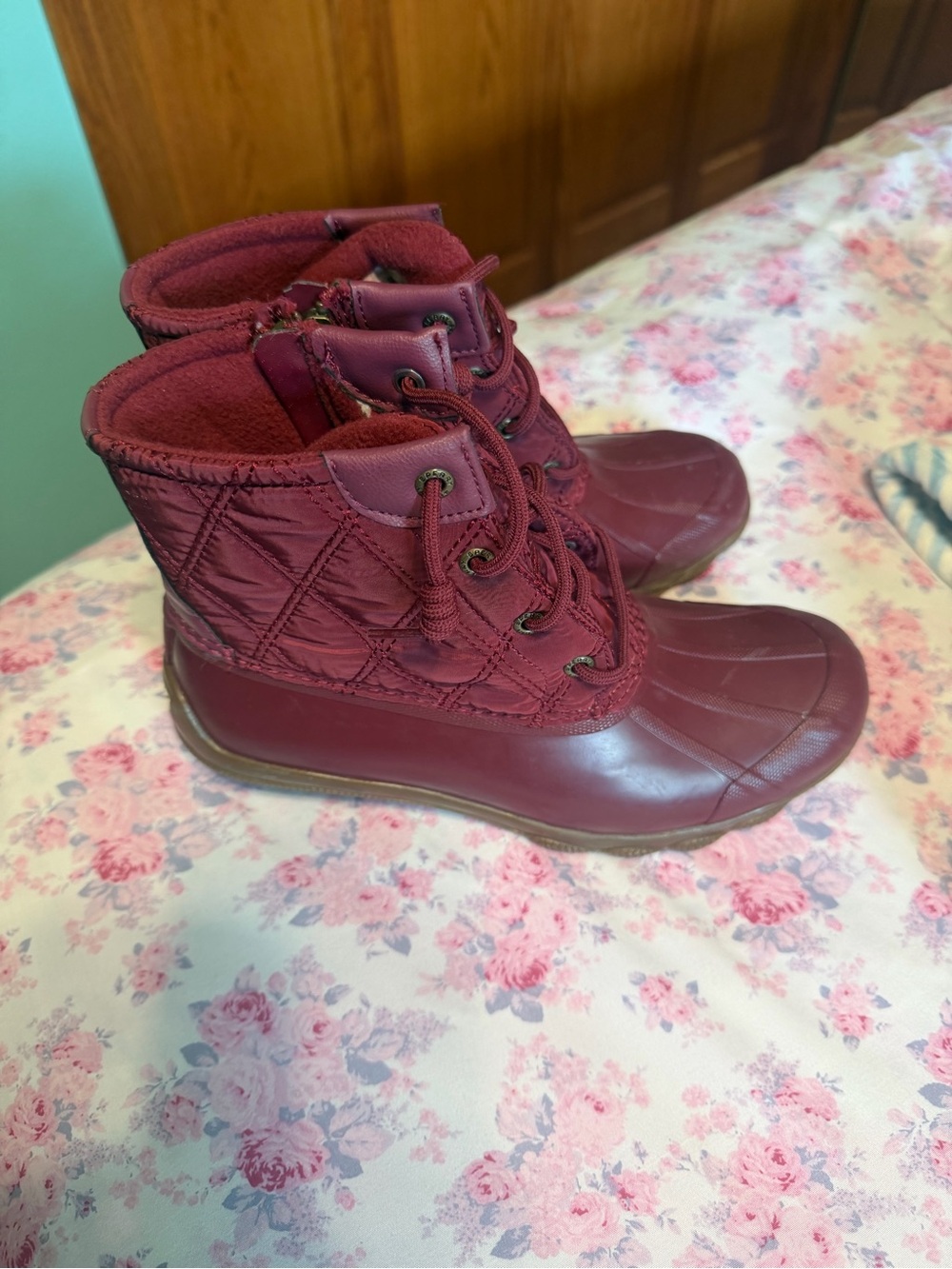Sperry Duck Boot Lace-Up Waterproof Boot - Burgundy